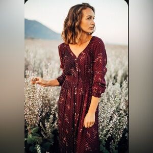 Knot Sisters floral brown maxi dress